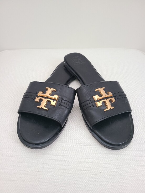 Tory Burch Shoes - Tory Burch Black Everly Slide With Double Gold T Emblem